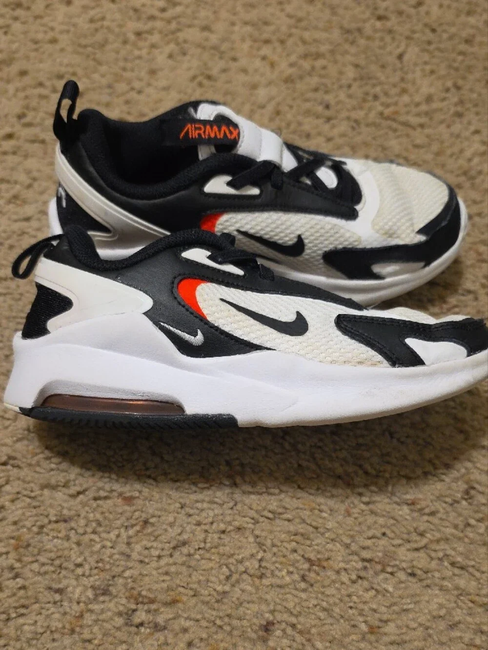 Nike Air Max Kids Black White Orange Athletic Shoes